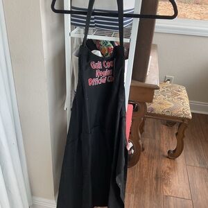 Black Kitchen Apron with Red embroidery